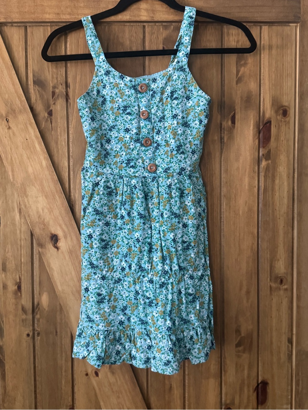 Zunie Aqua Floral Button-Front Sundress